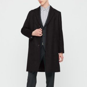 Uniqlo Black Wool Cashmere Chesterfield Coat